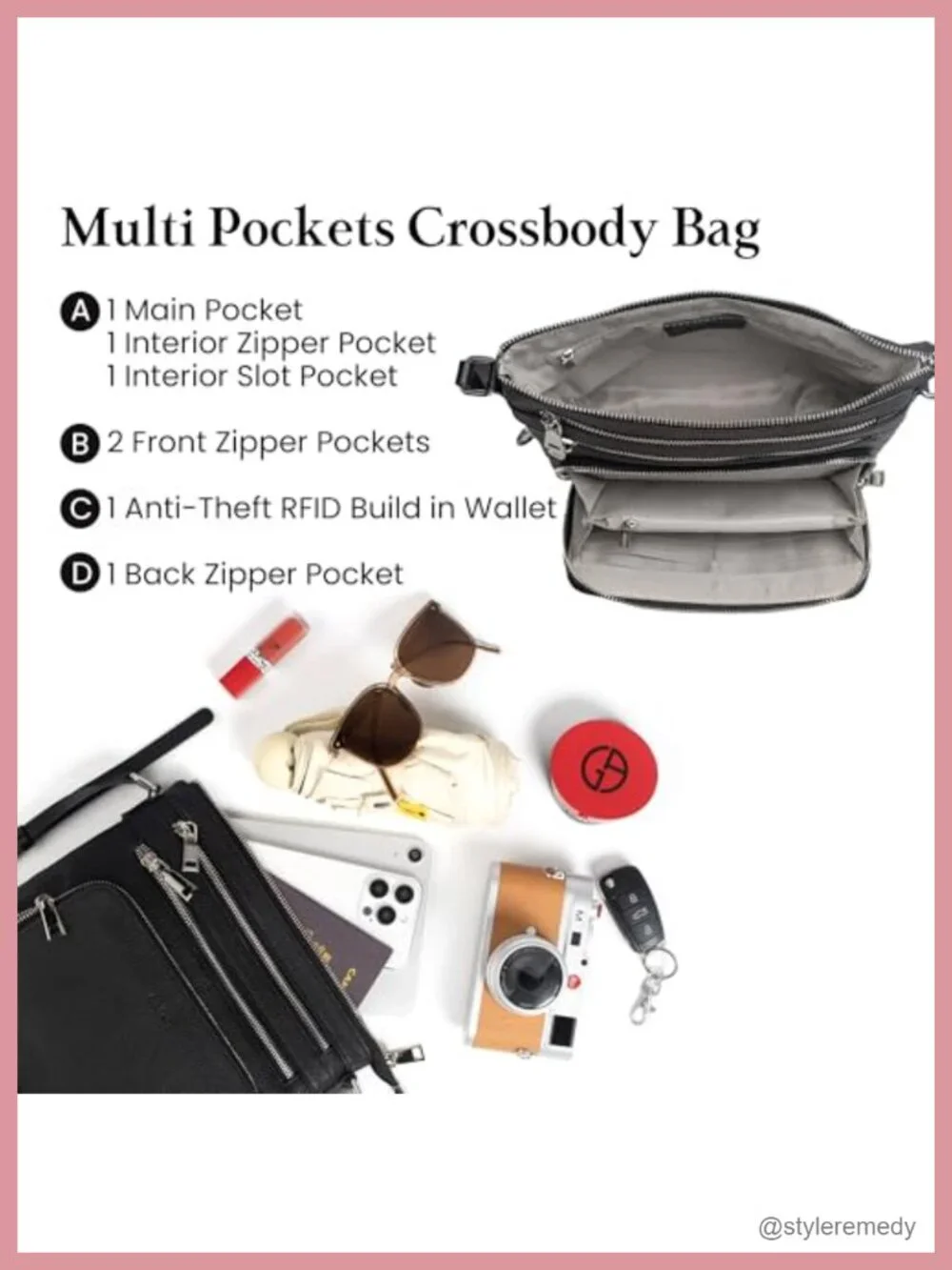 Genuine Leather Crossbody Bag Anti-Theft RFID Wallet